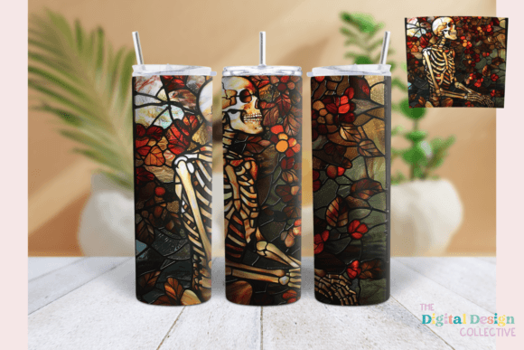 Floral Glass Skeleton Tumbler Wrap PNG Review