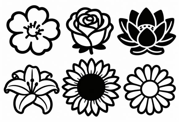 Floral SVG Bundle Black Outline Flowers Review