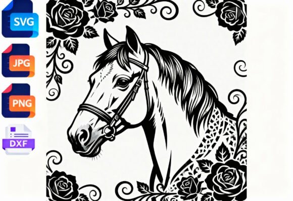 Horse Head Rose Floral SVG Cut File Review