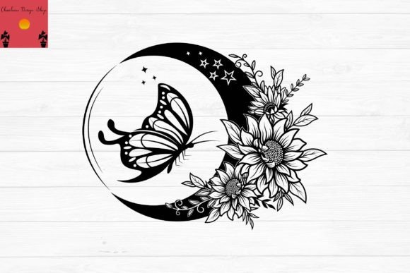 Moon Floral Butterfly Svg Review for Real Embroidery