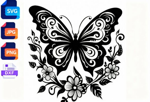 Ornate Butterfly Floral SVG Cut File Review