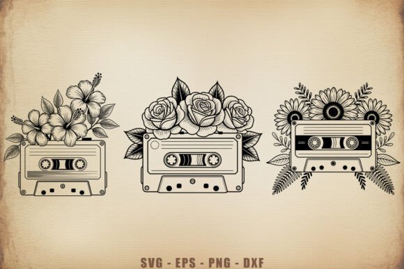 Retro Cassette Tape Floral SVG Bundle Review