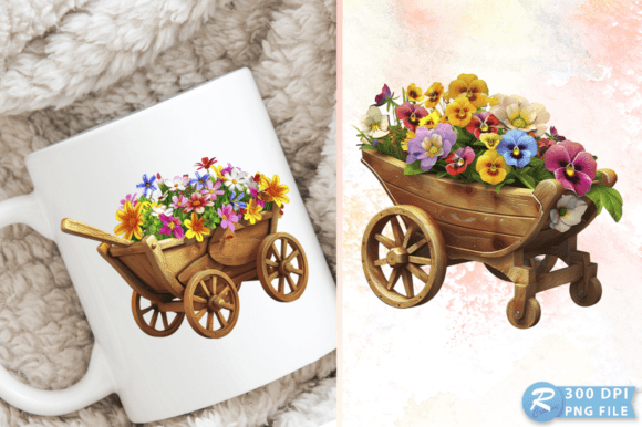 Spring Wheelbarrow with Flowers Clipart Review
