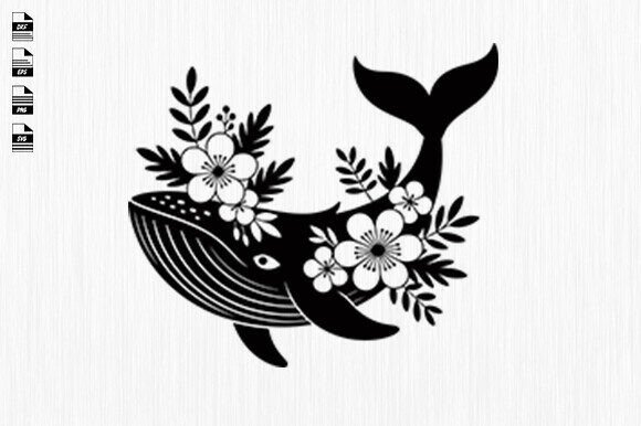 Whale Floral Svg,ocean Animals,Whale Review